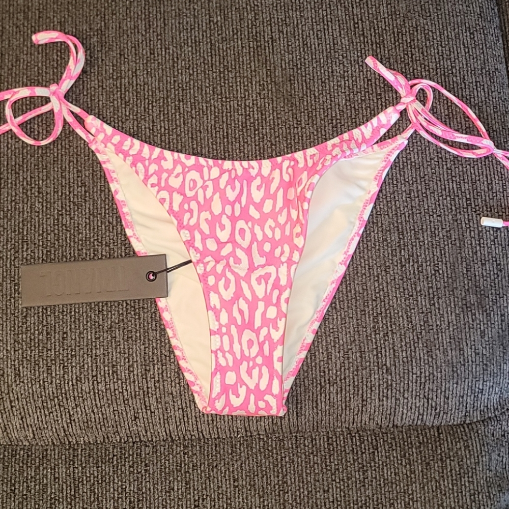 triangl swimwear Pink Leopard Print Tie-Side Bikini Bottoms